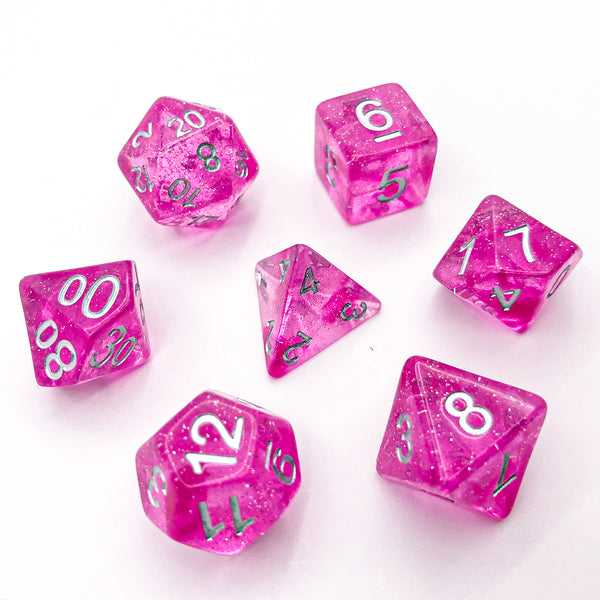 Pink with Silver Text - The Dice Viking - Dice Set