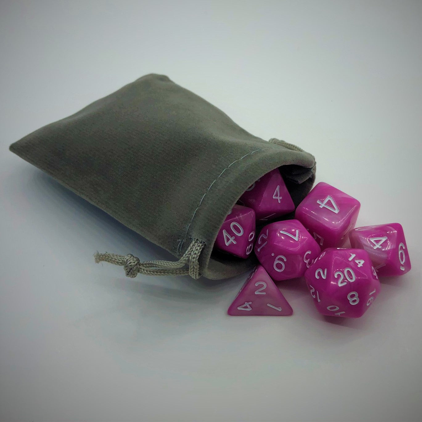 Small Velvet Dice Bag - Grey - The Dice Viking - Dice Bag