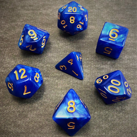 Seaspray Blue with Gold Text - The Dice Viking - Dice Set