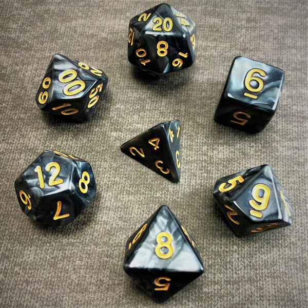 Seaspray Black with Gold Text - The Dice Viking - Dice Set