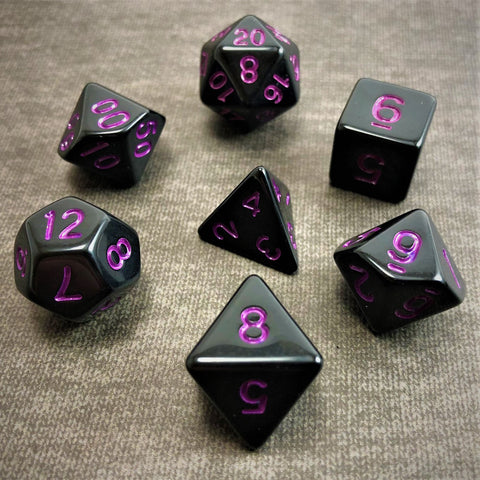 Black with Purple Text - The Dice Viking - Dice Set