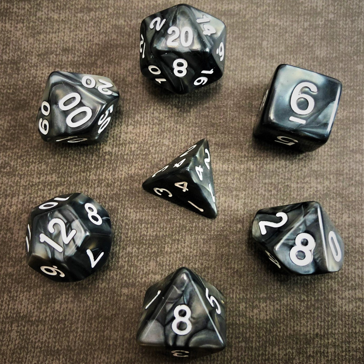 Seaspray Black with White Text - The Dice Viking - Dice Set