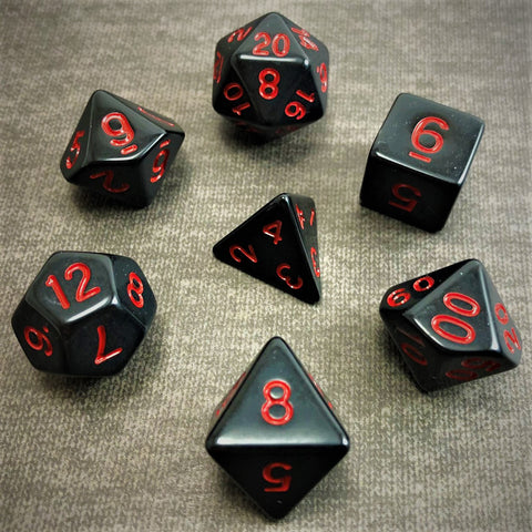 Black with Red Text - The Dice Viking - Dice Set