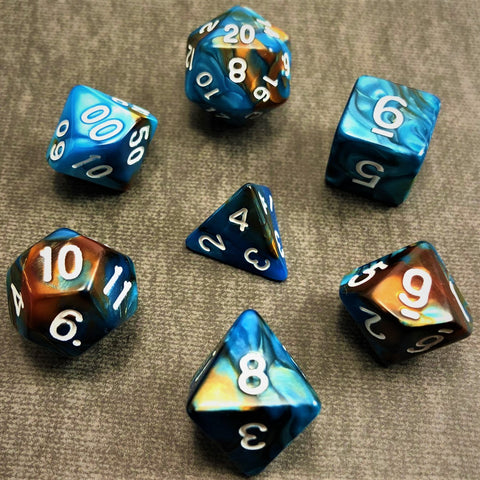 Copper and Cyan with White Text - The Dice Viking - Dice Set