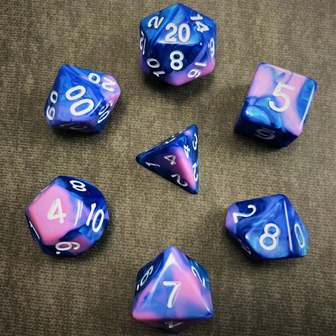 Blue and Pink with White Text - The Dice Viking - Dice Set