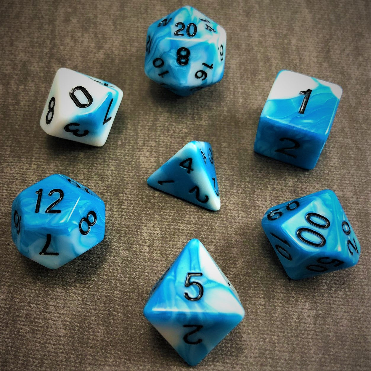 Blue and White with Black Text - The Dice Viking - Dice Set