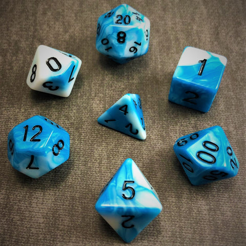 Blue and White with Black Text - The Dice Viking - Dice Set