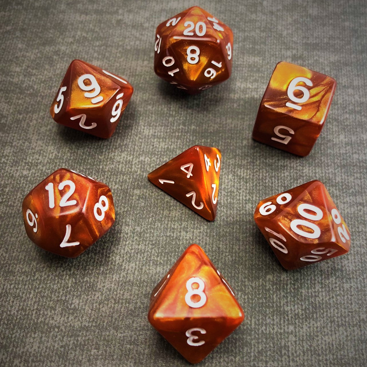 Seaspray Brown with White Text - The Dice Viking - Dice Set