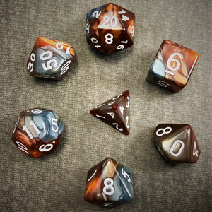 Brown and Grey with White Text - The Dice Viking - Dice Set