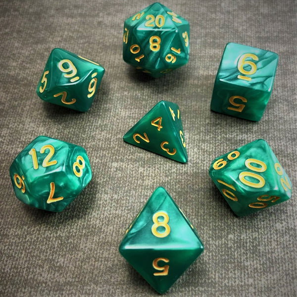 Seaspray Green with Gold Text - The Dice Viking - Dice Set