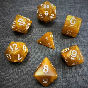 Seaspray Gold with White Text - The Dice Viking - Dice Set