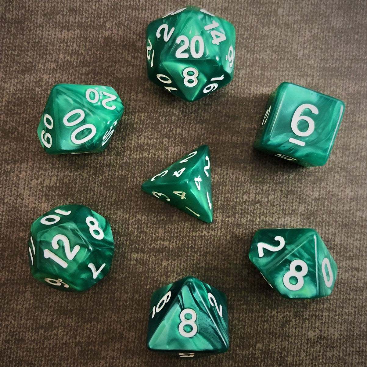 Seaspray Green with White Text - The Dice Viking - Dice Set