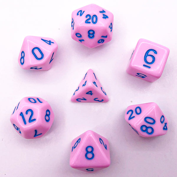 Pink with Blue Text - The Dice Viking - Dice Set