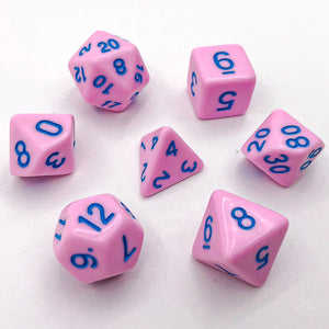 Pink with Blue Text - The Dice Viking - Dice Set