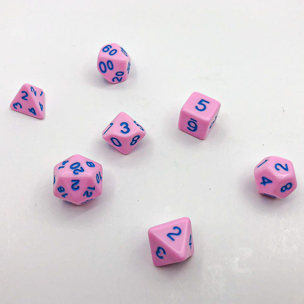 Pink with Blue Text - The Dice Viking - Dice Set