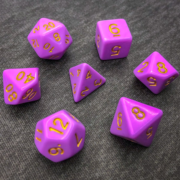 Pink with Gold Text - The Dice Viking - Dice Set