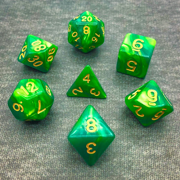 Seaspray - Green with Gold Text - The Dice Viking - Dice Set