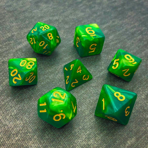 Seaspray - Green with Gold Text - The Dice Viking - Dice Set