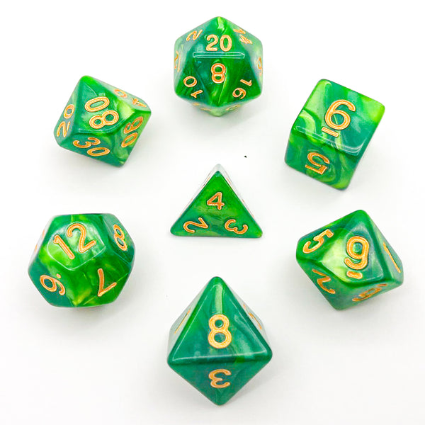 Seaspray - Green with Gold Text - The Dice Viking - Dice Set