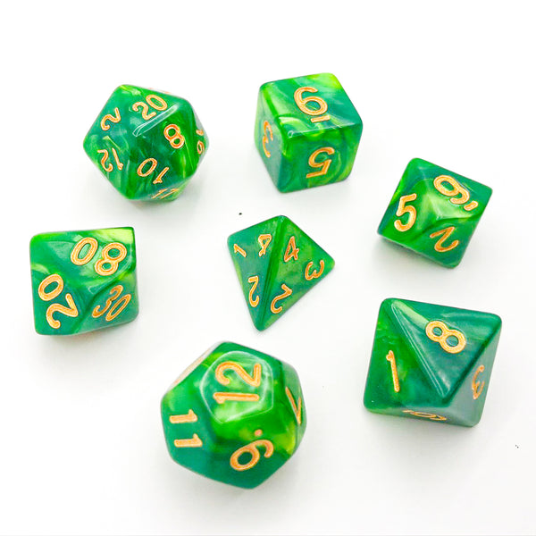 Seaspray - Green with Gold Text - The Dice Viking - Dice Set