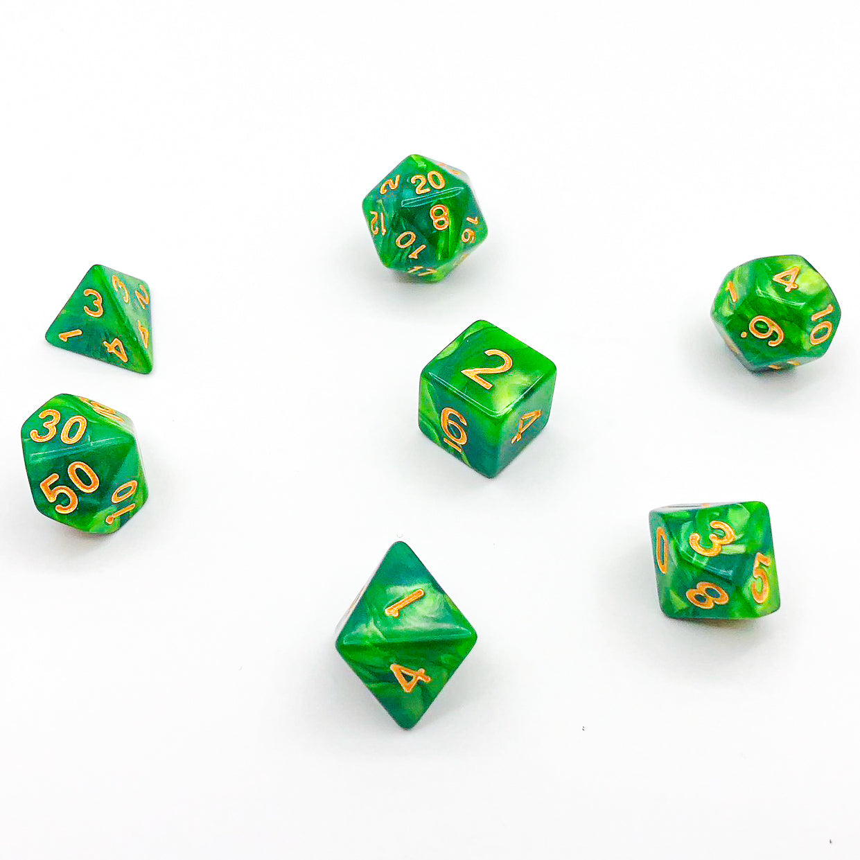 Seaspray - Green with Gold Text - The Dice Viking - Dice Set