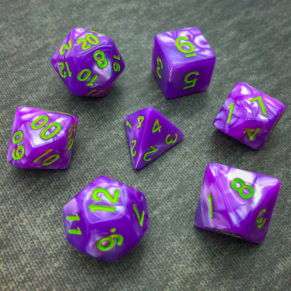 Seaspray - Purple with Green Text - The Dice Viking - Dice Set