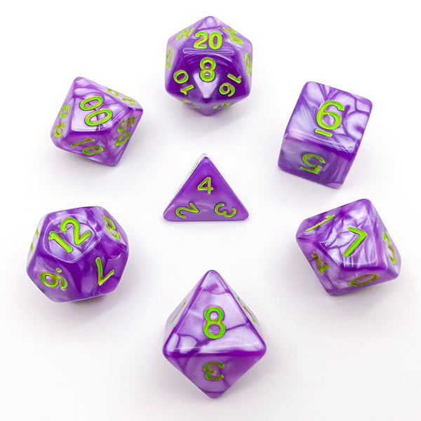 Seaspray - Purple with Green Text - The Dice Viking - Dice Set