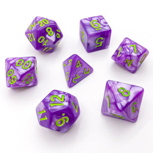 Seaspray - Purple with Green Text - The Dice Viking - Dice Set