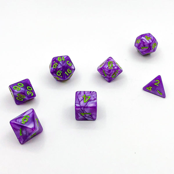 Seaspray - Purple with Green Text - The Dice Viking - Dice Set