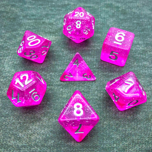 Pink with Silver Text - The Dice Viking - Dice Set