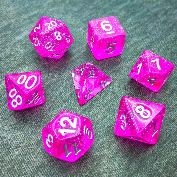 Pink with Silver Text - The Dice Viking - Dice Set