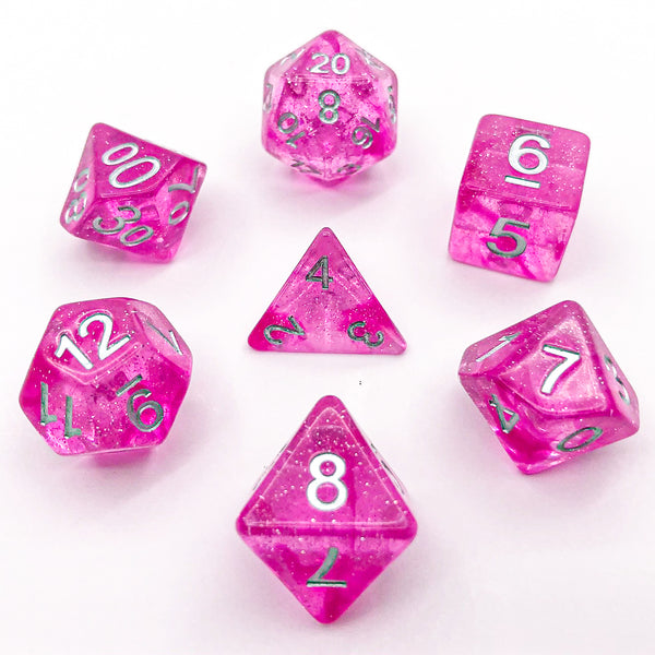 Pink with Silver Text - The Dice Viking - Dice Set