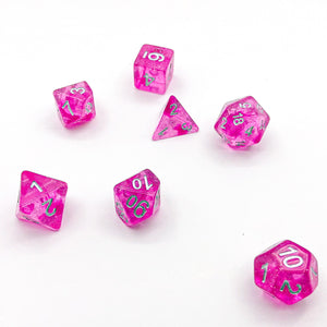 Pink with Silver Text - The Dice Viking - Dice Set