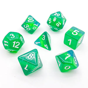 Translucent Green and Blue Layered - The Dice Viking - Dice Set