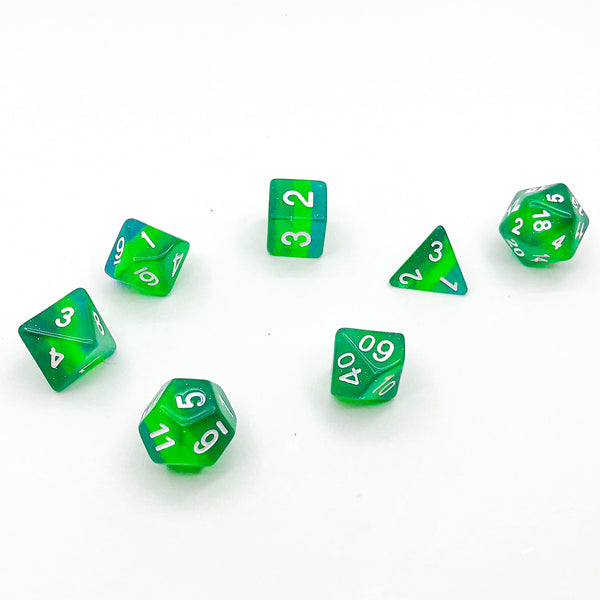 Translucent Green and Blue Layered - The Dice Viking - Dice Set