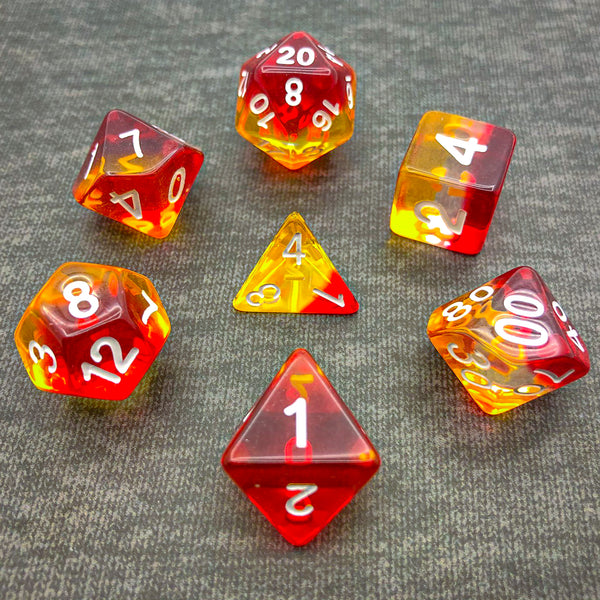 Transparent Yellow, Clear, and Red - The Dice Viking - Dice Set