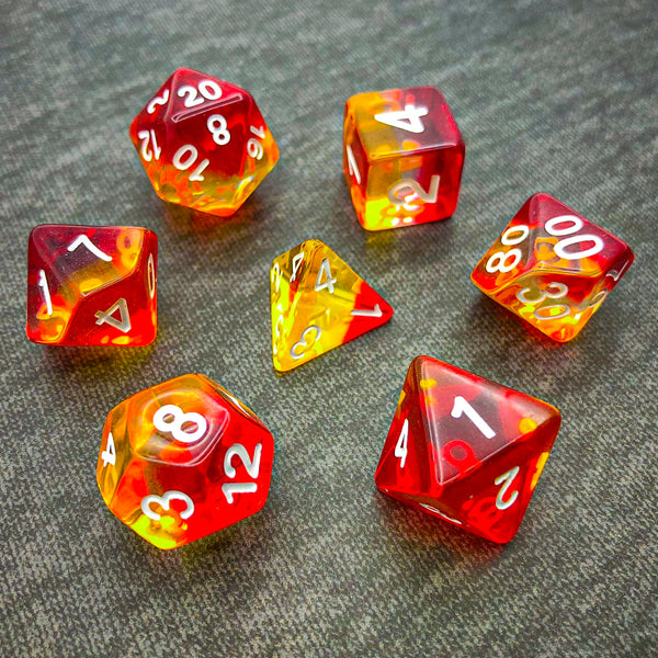 Transparent Yellow, Clear, and Red - The Dice Viking - Dice Set