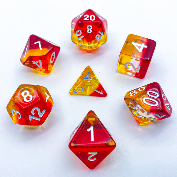 Transparent Yellow, Clear, and Red - The Dice Viking - Dice Set