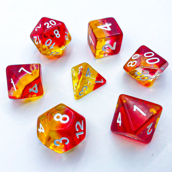 Transparent Yellow, Clear, and Red - The Dice Viking - Dice Set