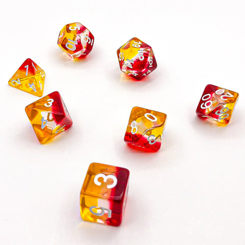 Transparent Yellow, Clear, and Red - The Dice Viking - Dice Set