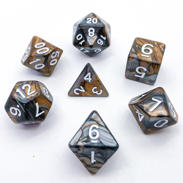 Gold and Grey with White Text - The Dice Viking - Dice Set