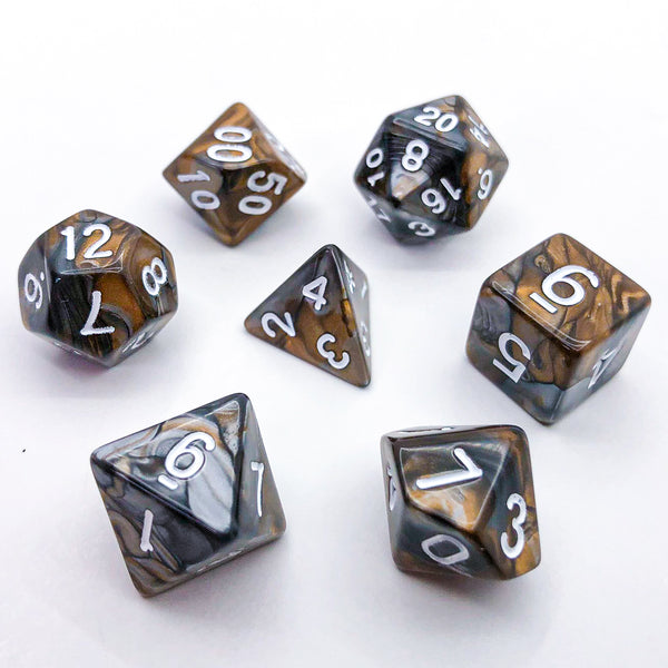 Gold and Grey with White Text - The Dice Viking - Dice Set