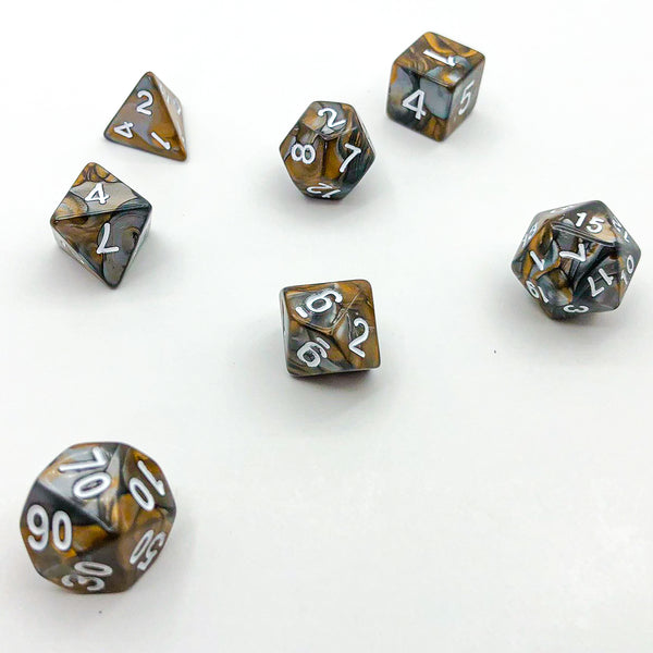 Gold and Grey with White Text - The Dice Viking - Dice Set