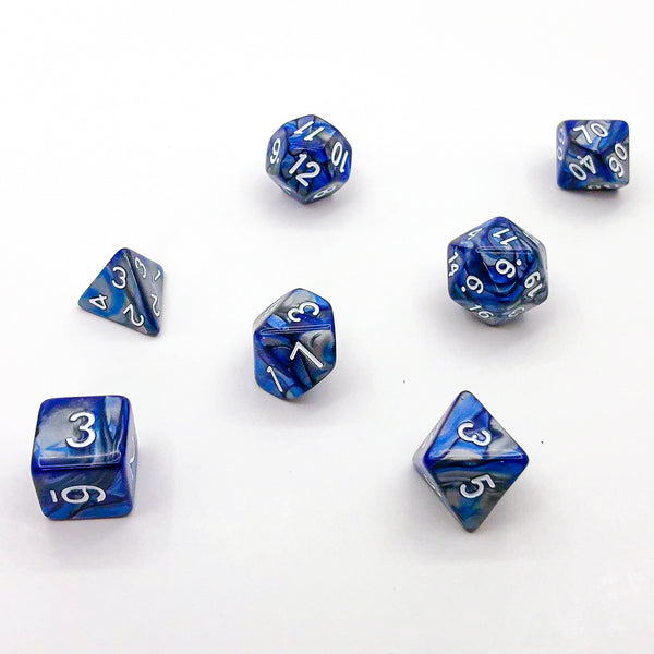 Overcast Ocean - White Text - The Dice Viking - Dice Set