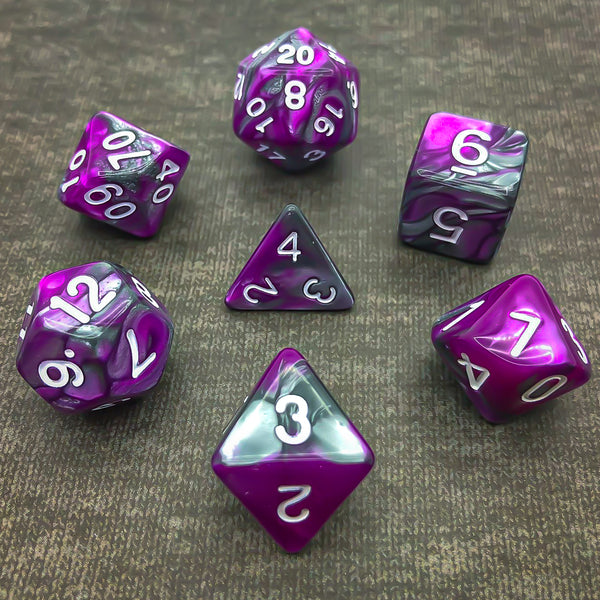 Purple and Grey with White Text - The Dice Viking - Dice Set