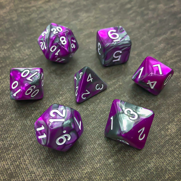 Purple and Grey with White Text - The Dice Viking - Dice Set