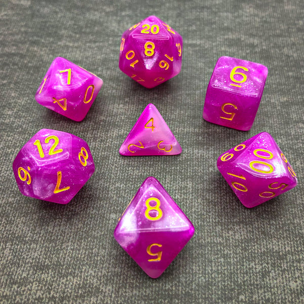 Purple and White with Gold Text - The Dice Viking - Dice Set