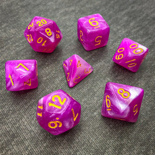 Purple and White with Gold Text - The Dice Viking - Dice Set