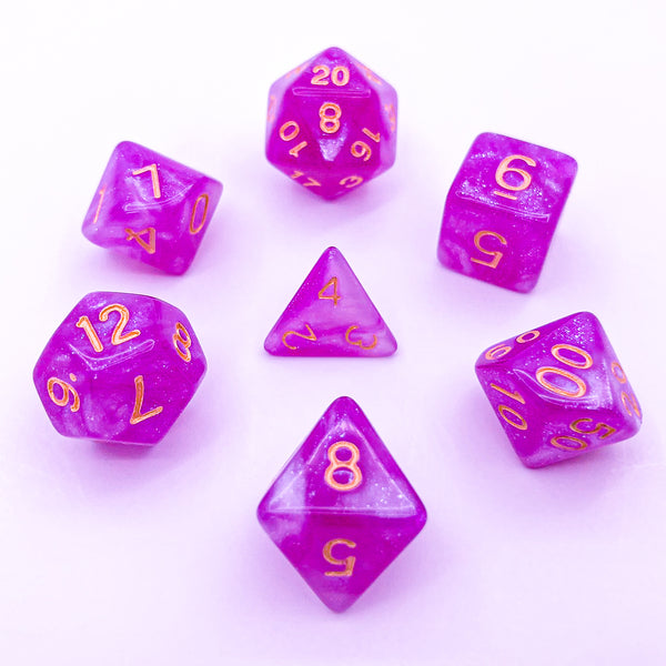 Purple and White with Gold Text - The Dice Viking - Dice Set