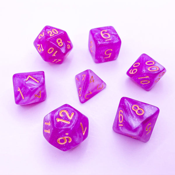 Purple and White with Gold Text - The Dice Viking - Dice Set